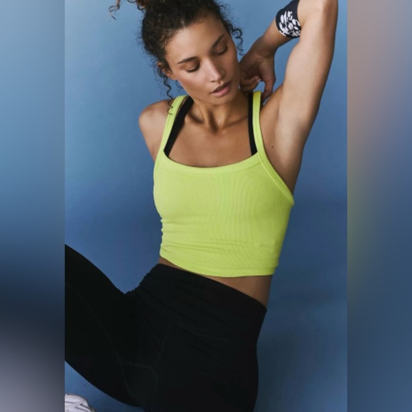 Pear Green Athletic Ribbed Cropped Cami Top - Picture 4 of 5